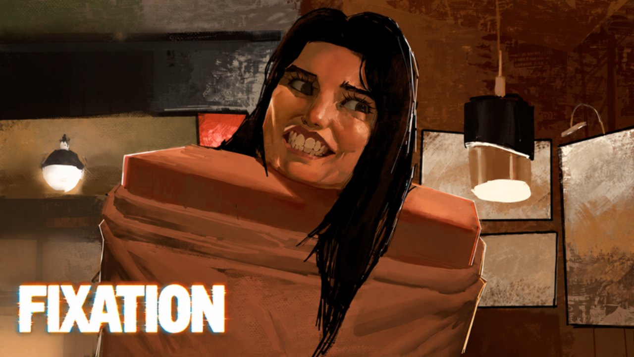 FIXATION in-game house interior with the obsessed character standing in a lit doorway